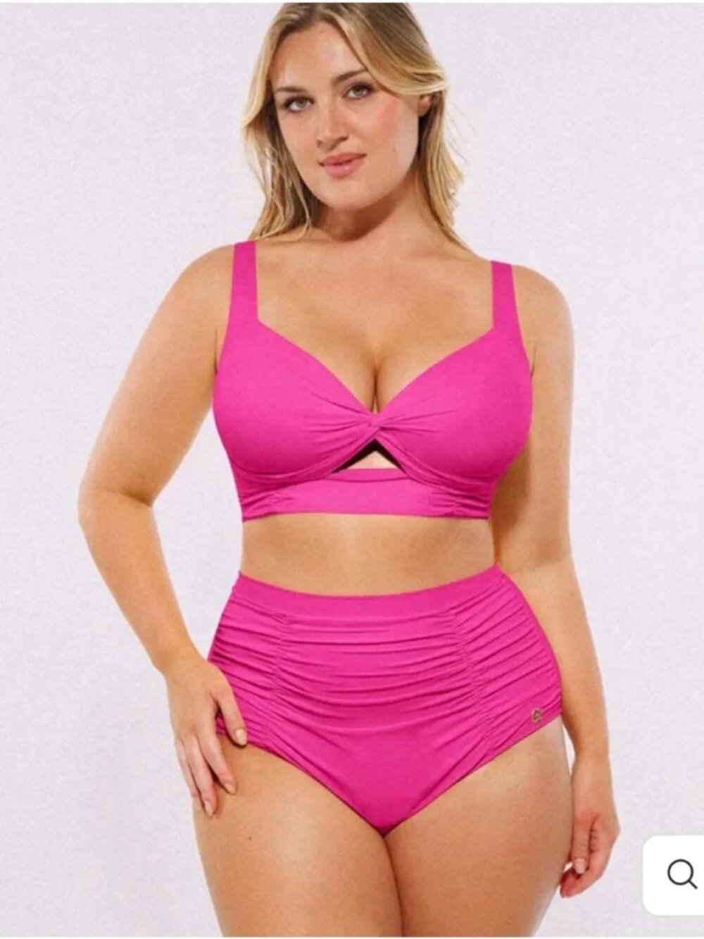 Shapellx Twist Front High-Waist Bikini Set in Hot Pink SMALL 4-6 NWT